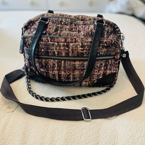 MZ Wallace Boucle Print Nylon Crosby Crossbody Bag w/ Three Straps.